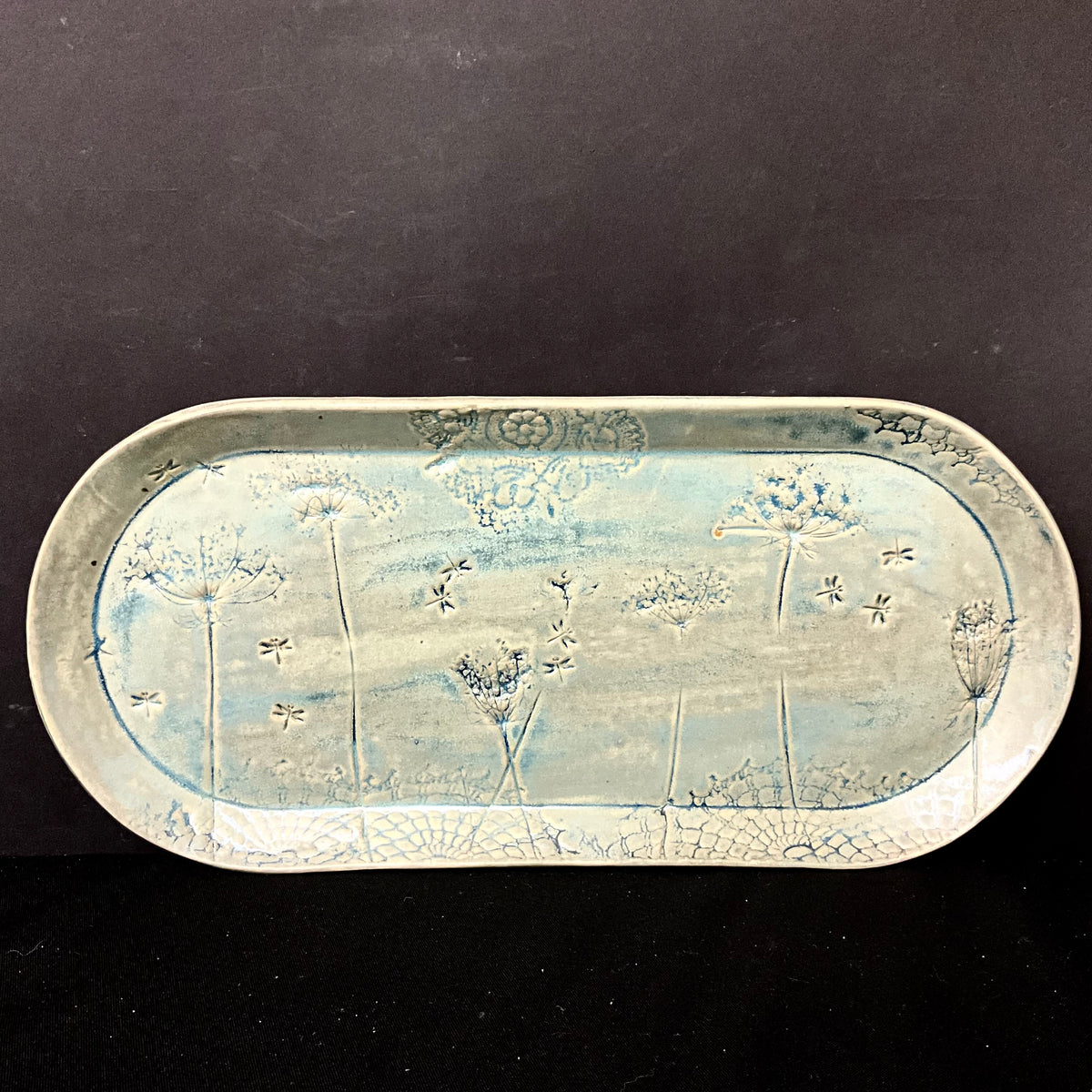 Large "Rectangle Platter  in variegated Aqua