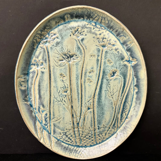 Large Oval Platter in pale aqua