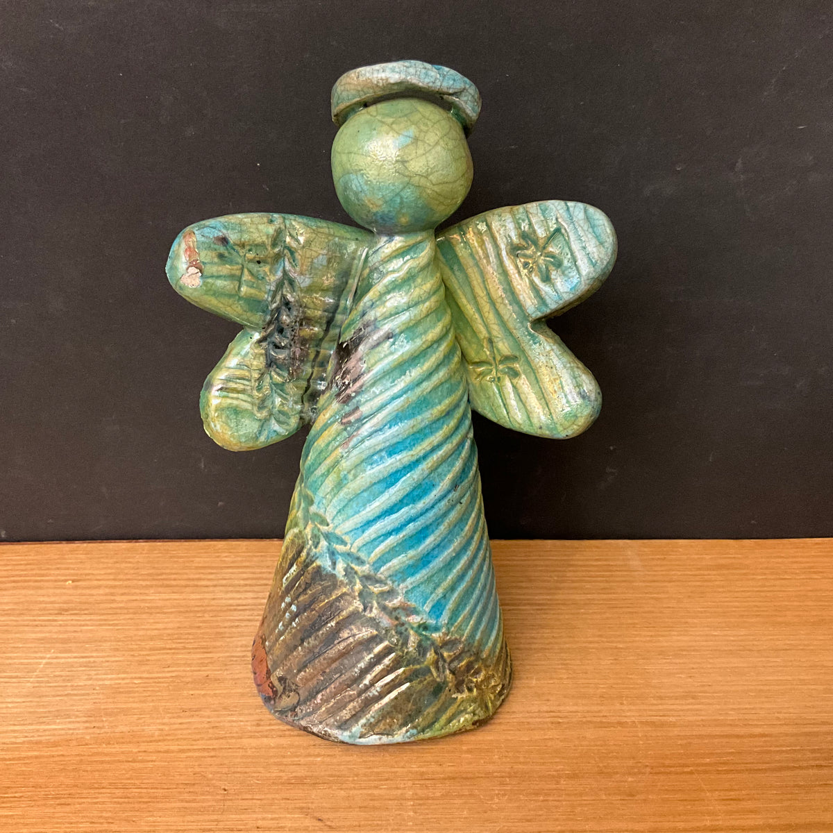 Large Folk Angel Turquoise & Sage Green