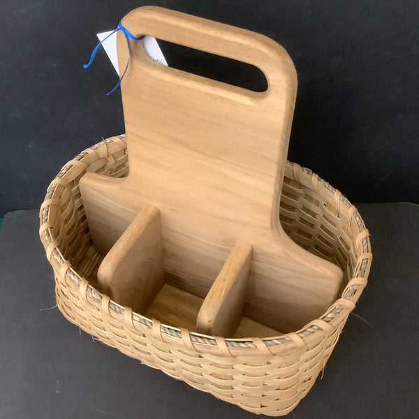 Oval Basket with Wood Dividers and Wood Bottom