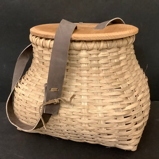 Fishing Creel with Wood Lid