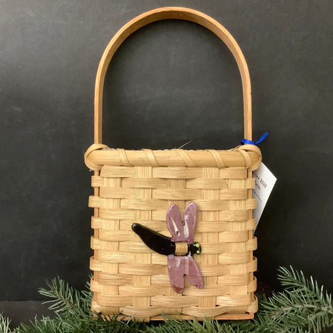 Small Wall Basket with Ceramic Dragonfly