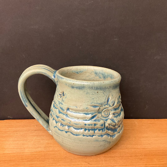 Chunky Mug in Aqua & Teal Sun, Water & Dragonfly
