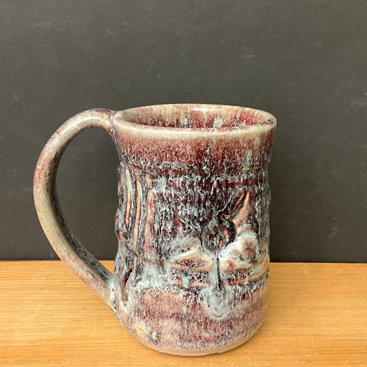 Tall Mug in Textured Burgundy & Grey