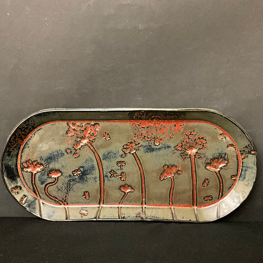 Large "Rectangle Platter  in variegated Brown & Red