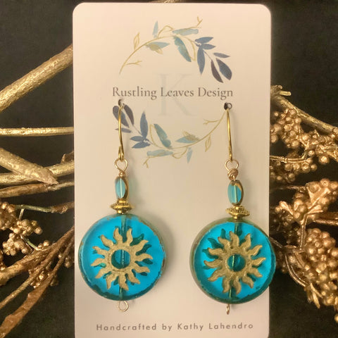 Teal & Gold Sun Circles earrings