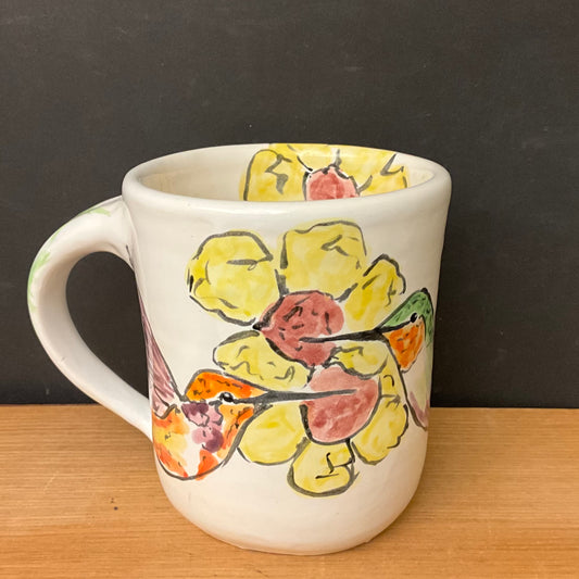 Mug with Hummingbirds and Yellow Flowers