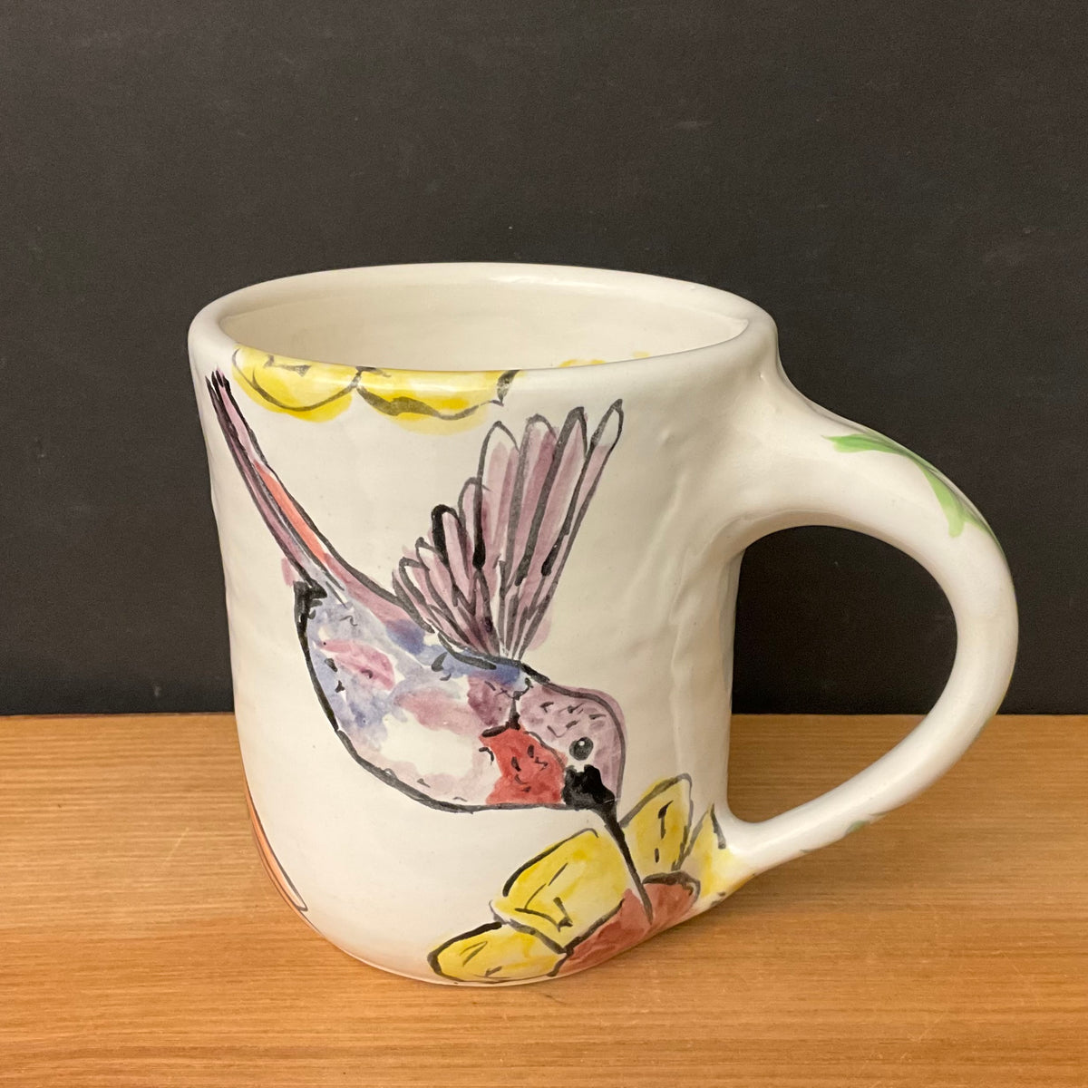 Mug with Hummingbirds and Yellow Flowers