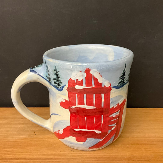 Mug New Winter Scene with Red Adirondack Chair