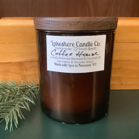 Coffee House  Lidded Beeswax Candle 8oz