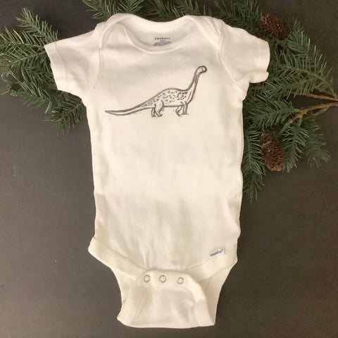 Cotton Onesie White Dino Newborn