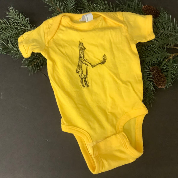 Cotton Onesie Chef Llama Yellow Newborn Size