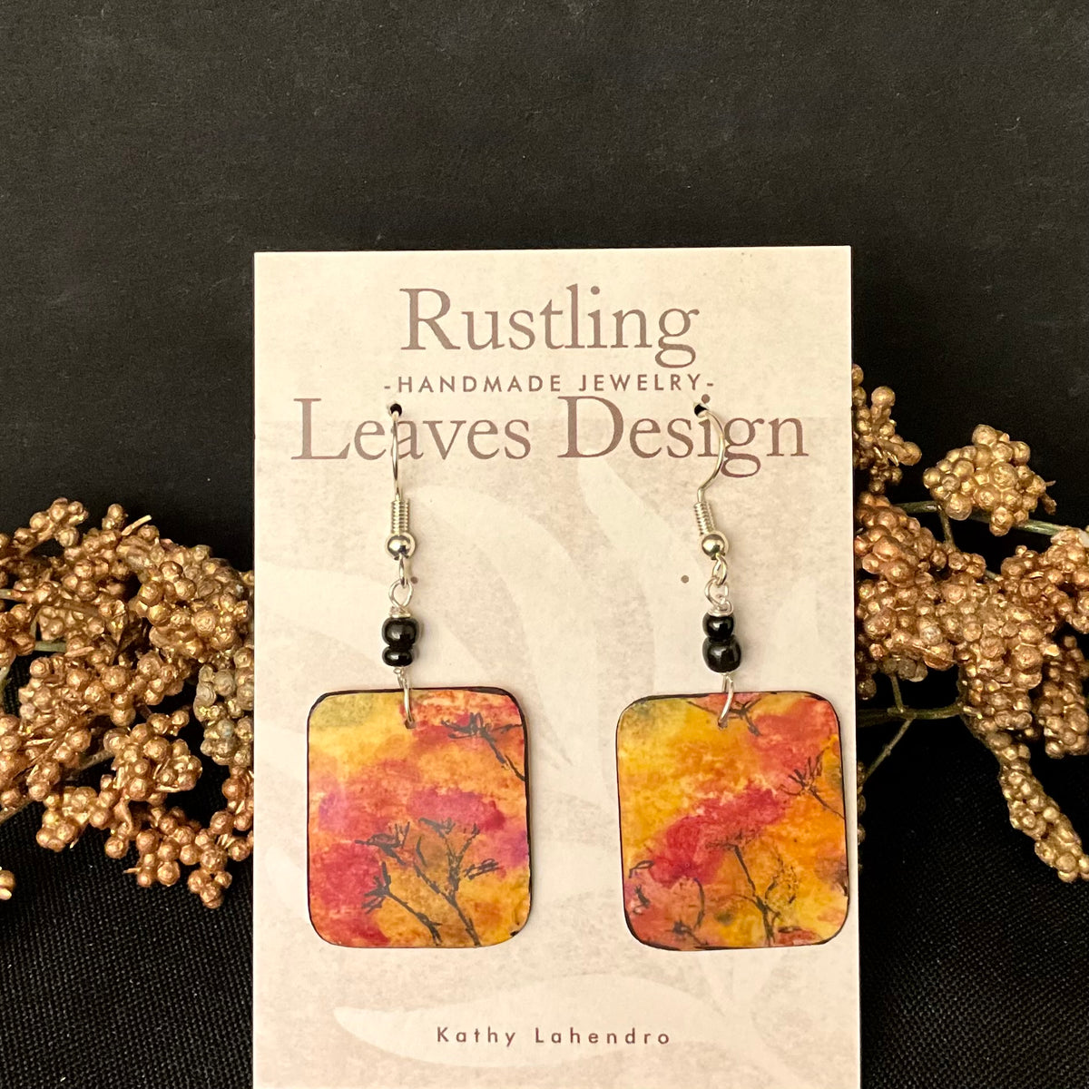 Queen Anne's Lace on Pink & Gold Earrings