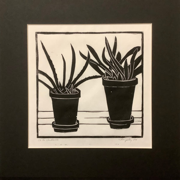 On the Windowsill Block Print