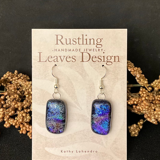 Fused Glass Earrings in Opalescent Blue/Purple