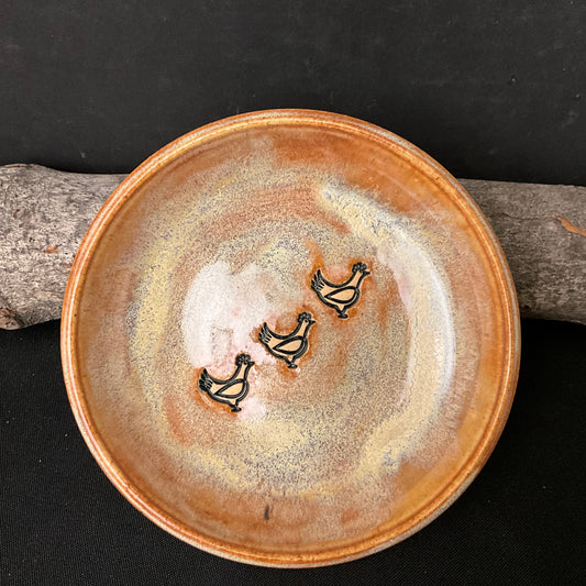 Trinket Dish Chickens in Copper Brown