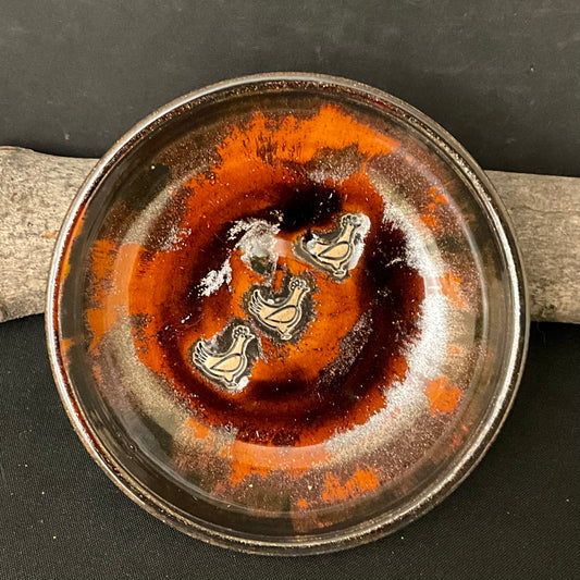 Trinket Dish Chickens in Dark Iridescent Brown