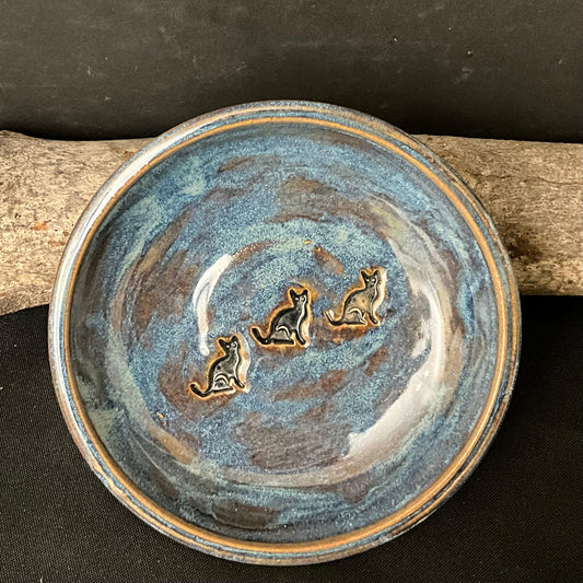 Trinket Dish Cats Blue