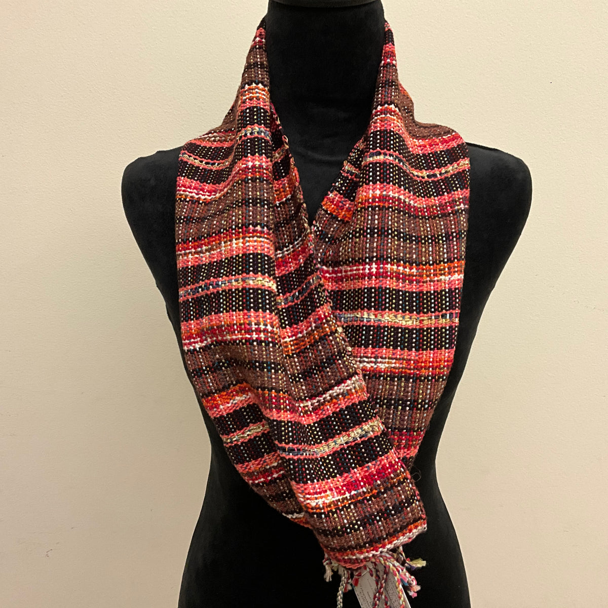 “Annabel” Scarf A142 in Papaya, Brown & Tan