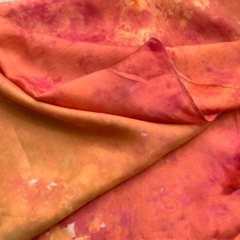 Ice Dyed Silk Haboti Scarf Large -Heirloom Tomato