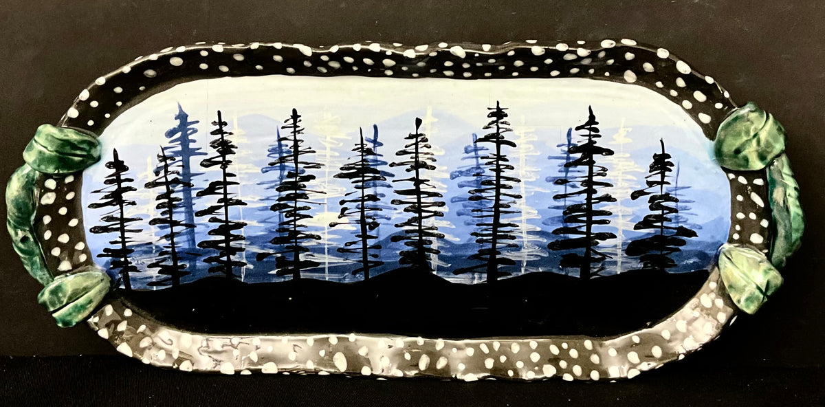 Narrow Tray with Forest Scene