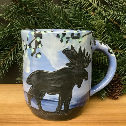 Blue Mug with Moose