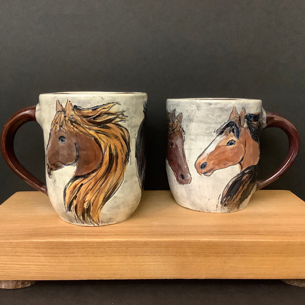 Mug with Carved Brown Horses