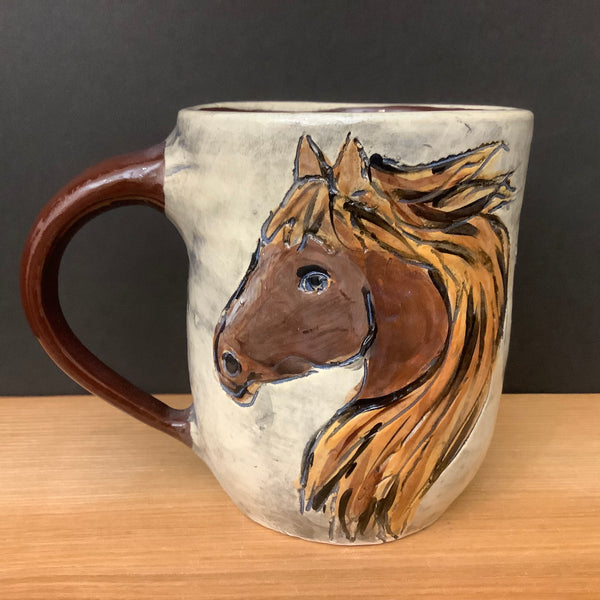 Mug with Carved Brown Horses