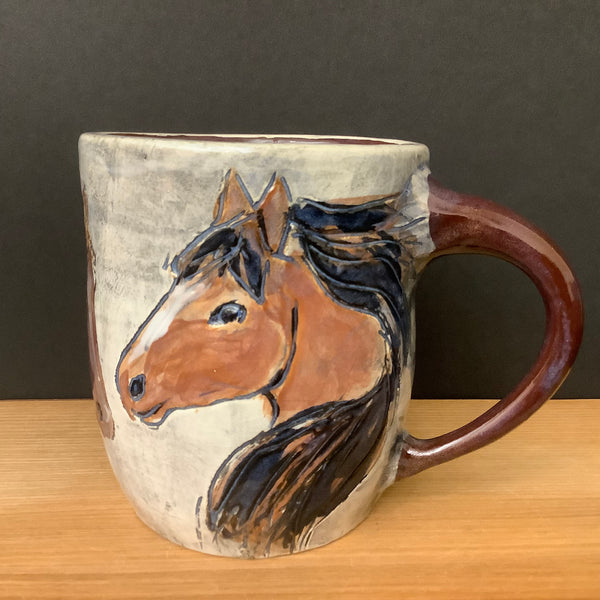 Mug with Carved Brown Horses