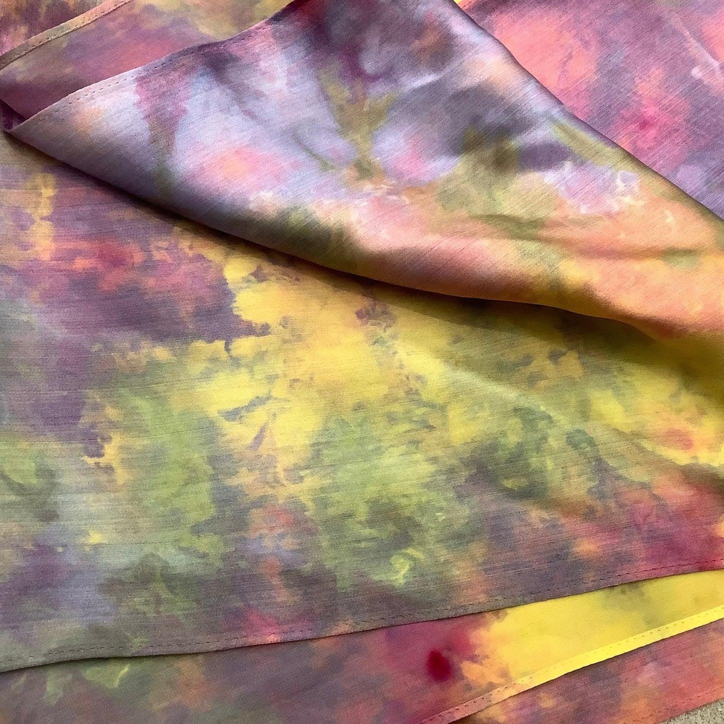 Large Ice Dyed Silk Satin Scarf - Purple Sedge