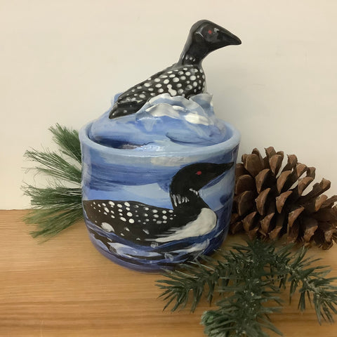 Lidded Jar with Loon Finial