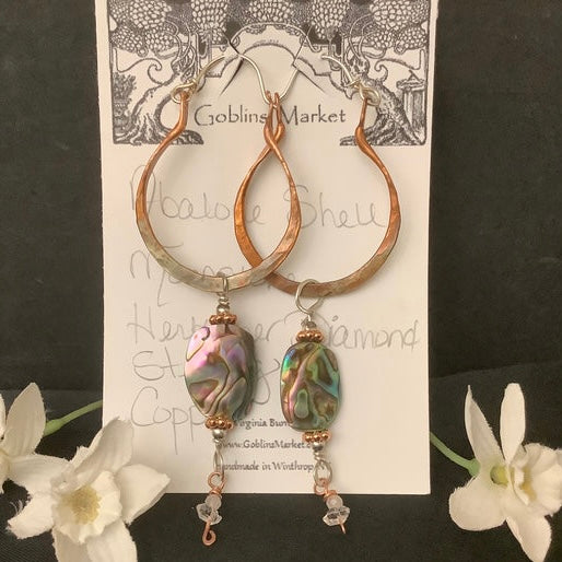 Copper Hoop earrings with Abalone Shell