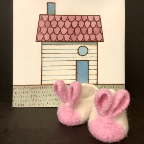 “Hunny Bunny” Baby Booties Soft Pink & White