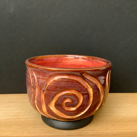 Small Burgundy and Red Swirl Bowl