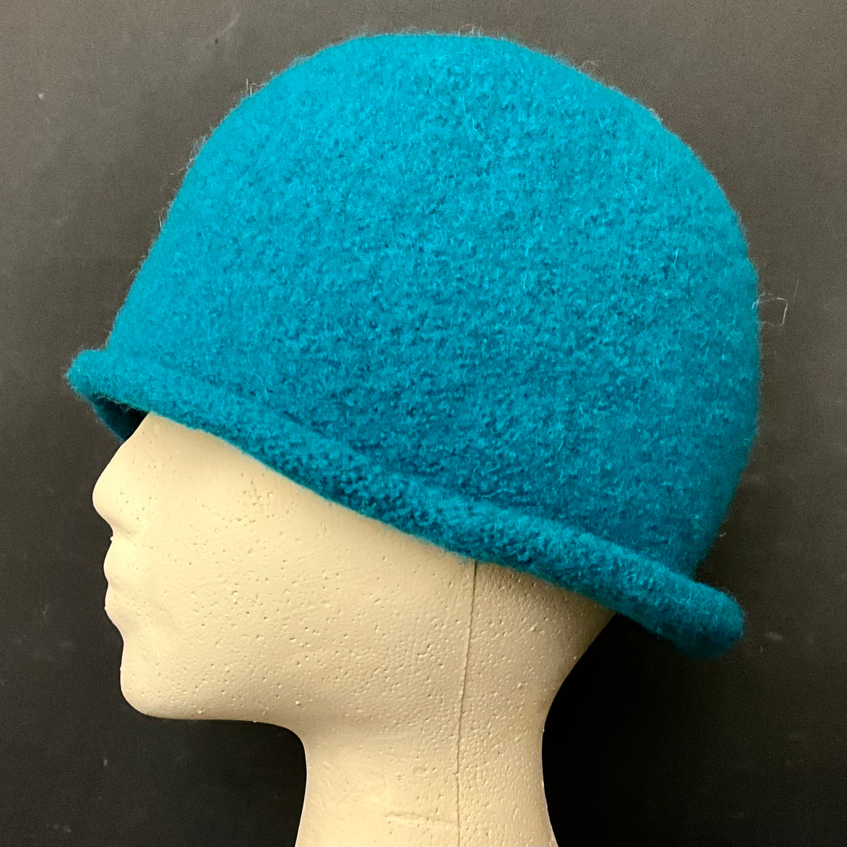 Hand Felted Wool Hat in Bright Turquoise