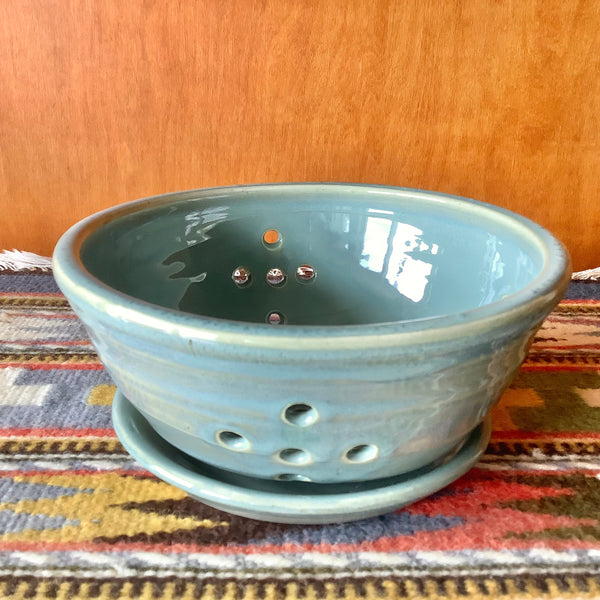 Footed Berry Bowl in Pale Teal