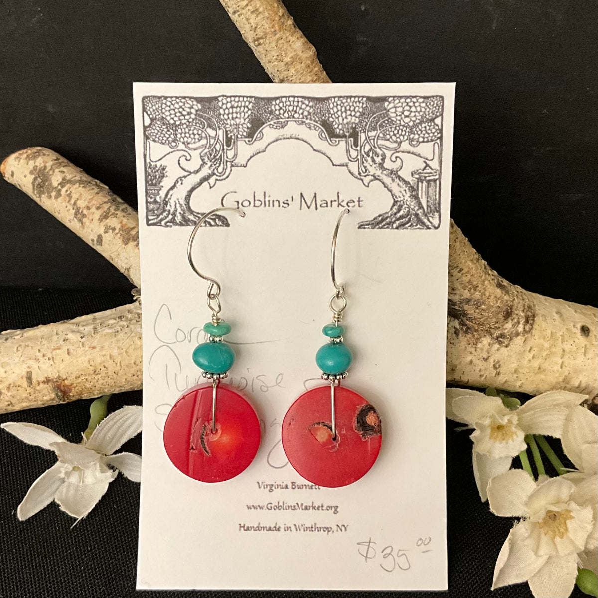 Coral & Turquoise Earrings