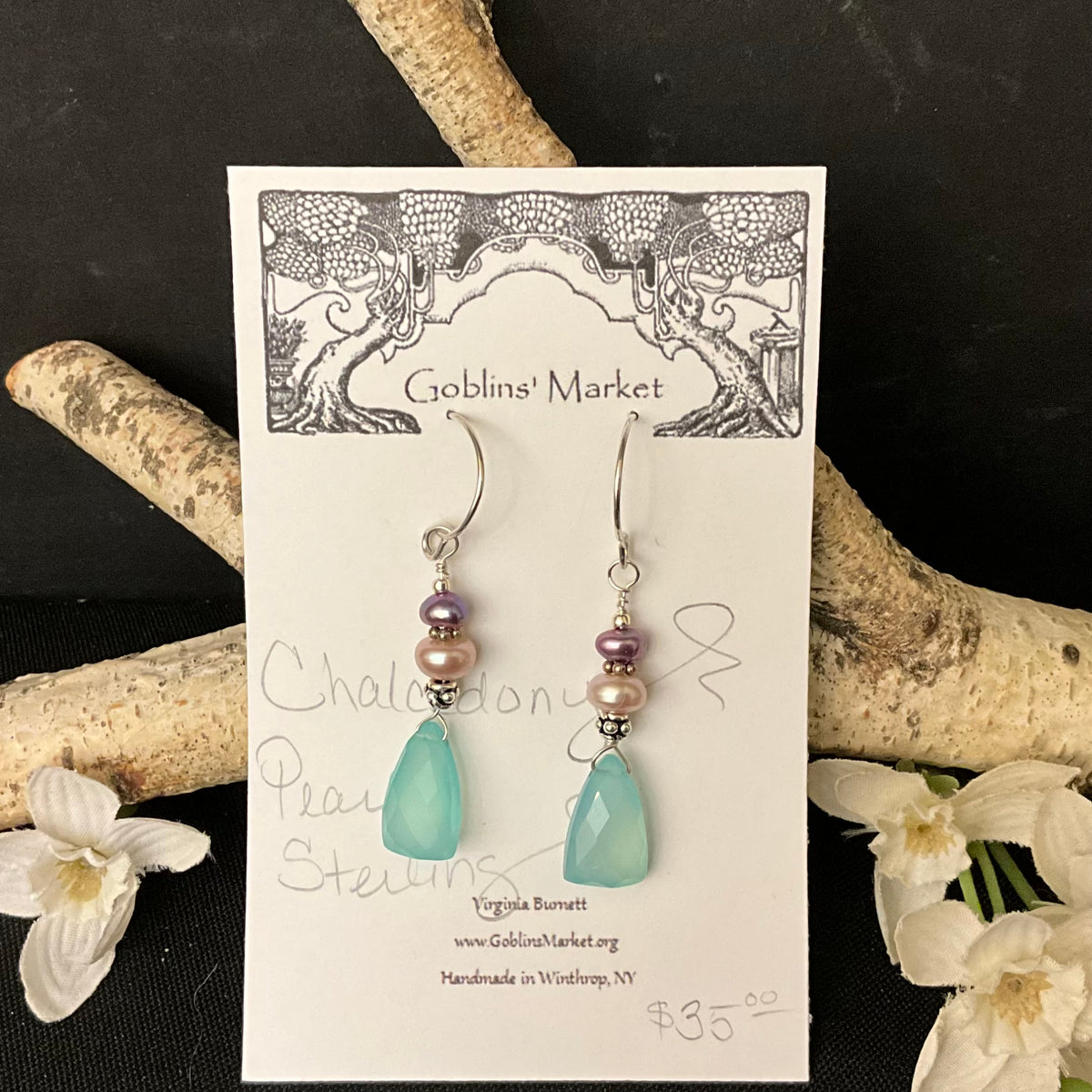 Chalcedony & Pearl Earrings