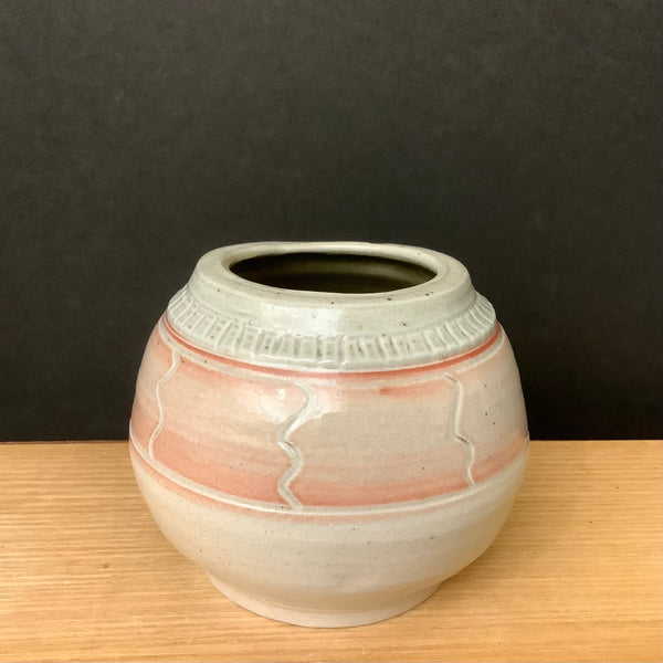 Salt Glazed bud vase Pink & Beige