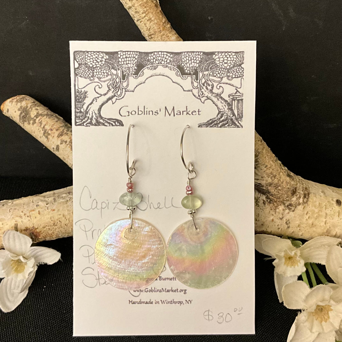 Capiz Shell & Prenhite Earrings