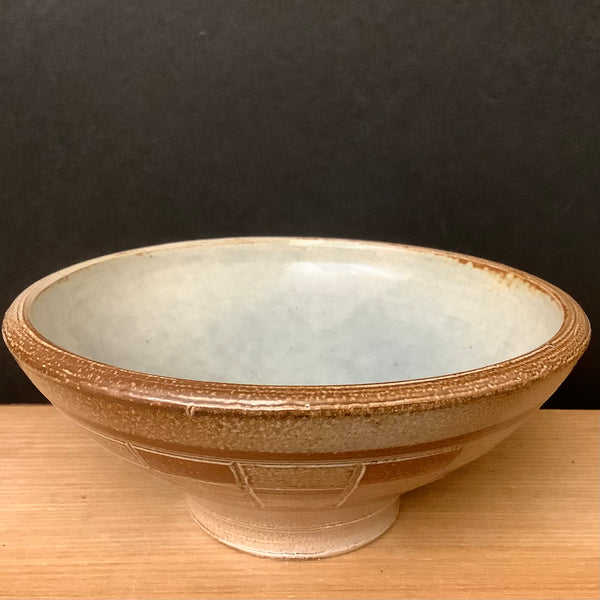 Salt Glazed small bowl med Brown Checkerboard pattern