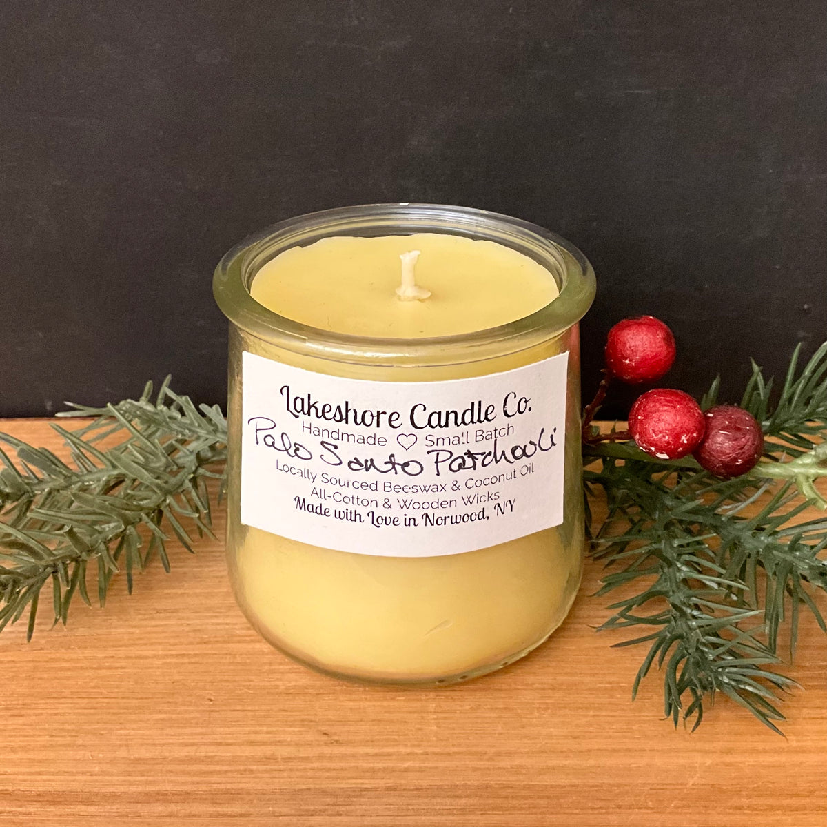 Beeswax Glass Jar Candle, Palo Santo Patchouli