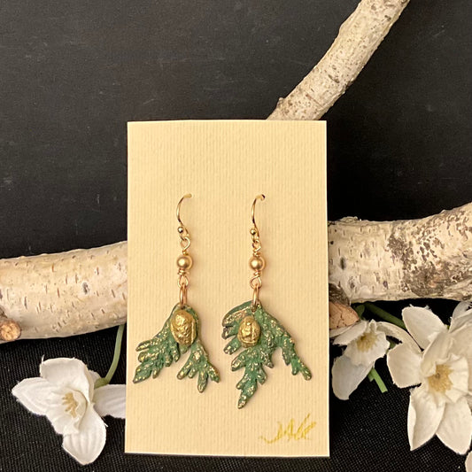 Bronze Cedar Earrings with Gold Filled Beads #321
