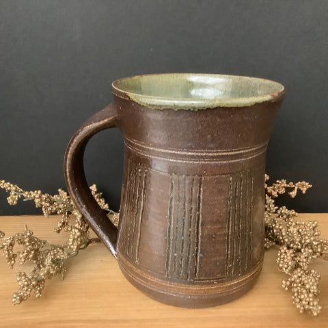 Salt Glazed Mug Dark Brown Flared