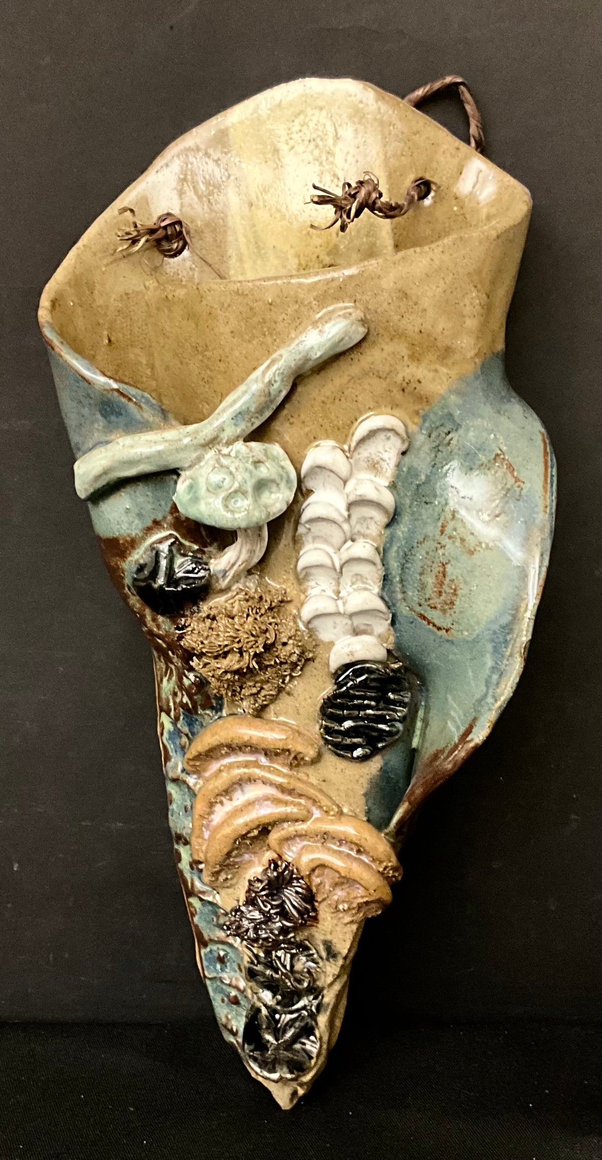 Ceramic Wall Art Vase with 3-dimensional “Natural Objects”