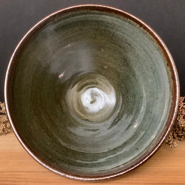 Salt Glazed Ramen Bowl - Brown w/ Olive interior