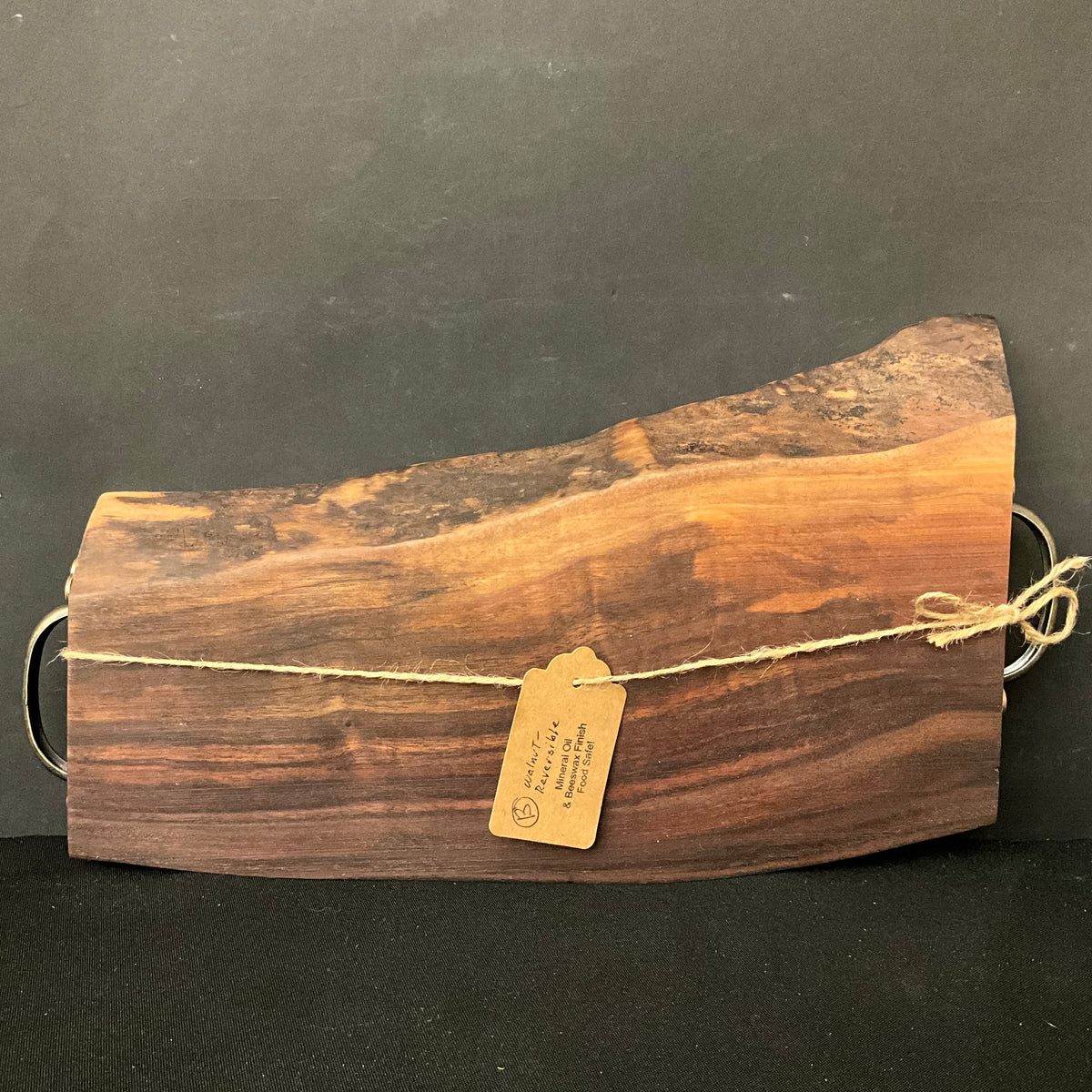 Walnut Cutting Board with Metal Handles - Reversible(B)