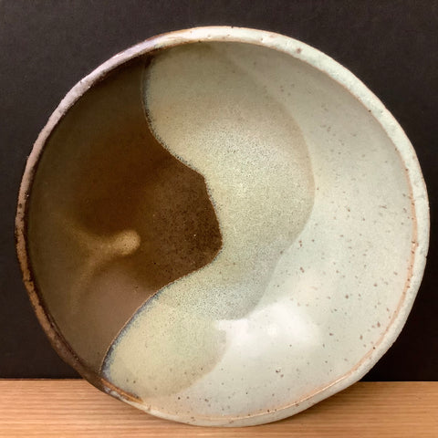 Stoneware Bowls with Pale Green & Dark Brown Glazes