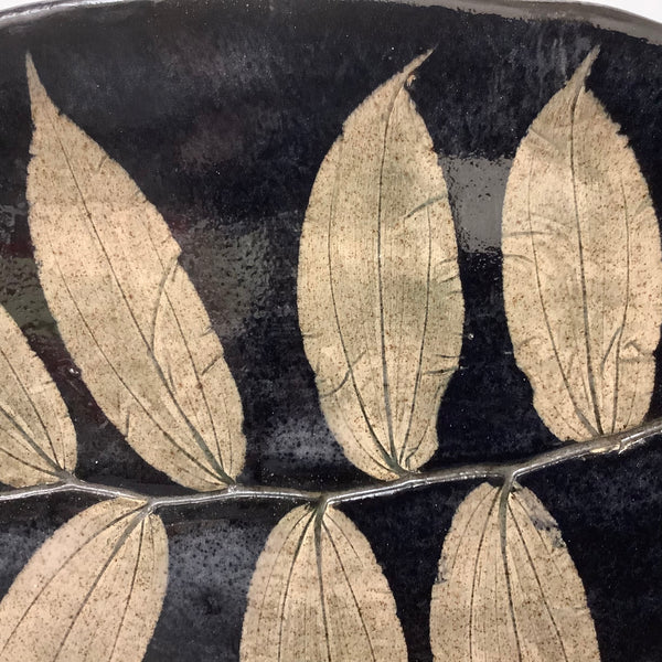 Stoneware Tray with Impressed Botanicals