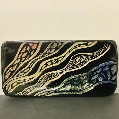 Stoneware Sgraffito Tray with Abstract Design